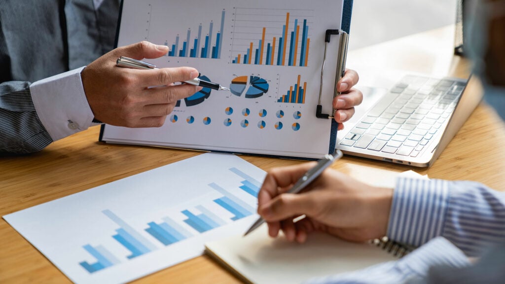 Data analysis and business strategy presentation for corporate growth.