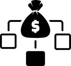 Money management financial flow concept with connected devices.