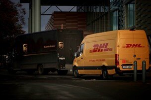 Efficient DHL courier delivery service in urban settings.