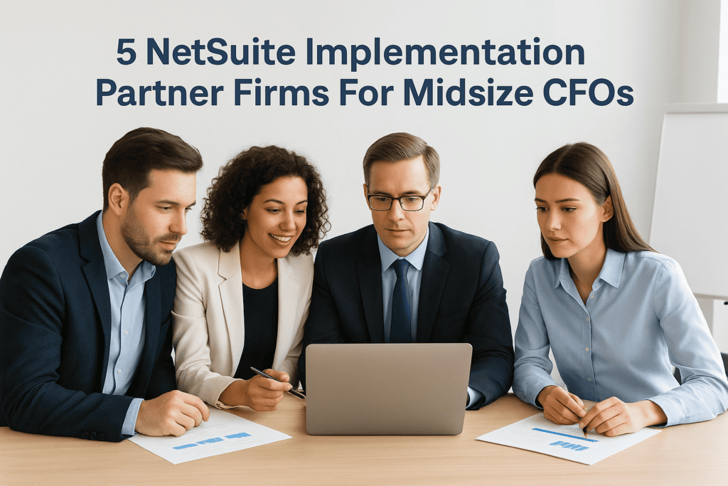 Business professionals discussing NetSuite implementation strategies for CFOs.
