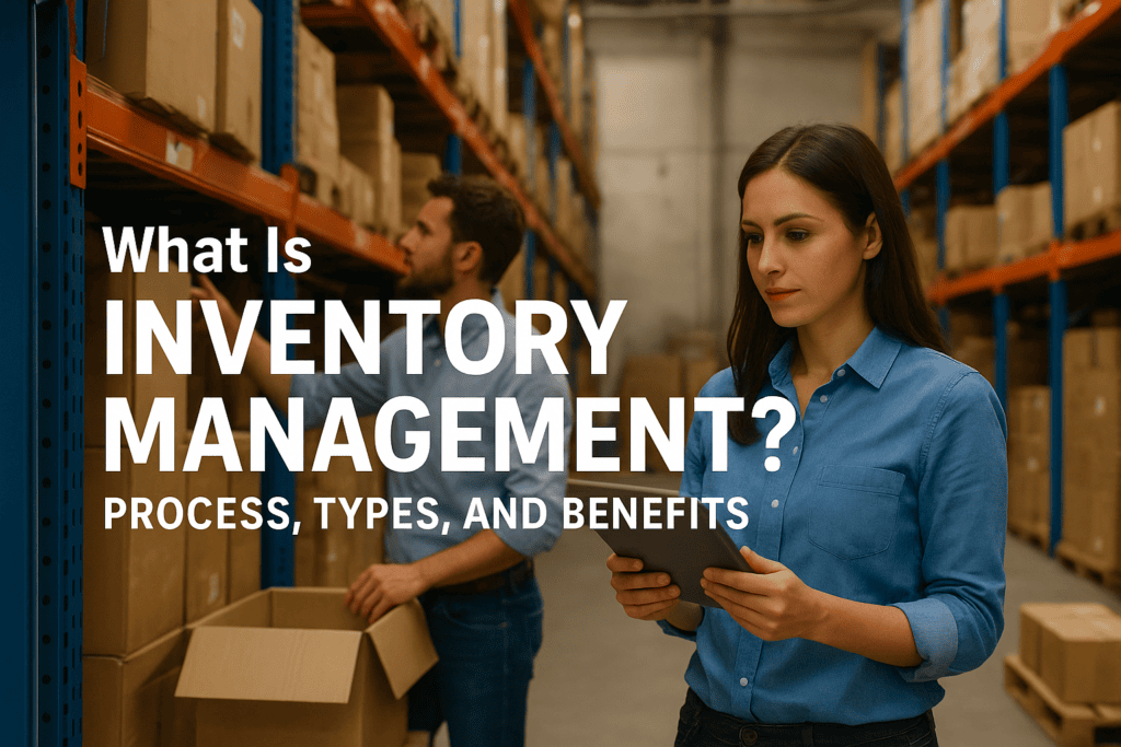 Women inspecting inventory with tablet in a storage warehouse.