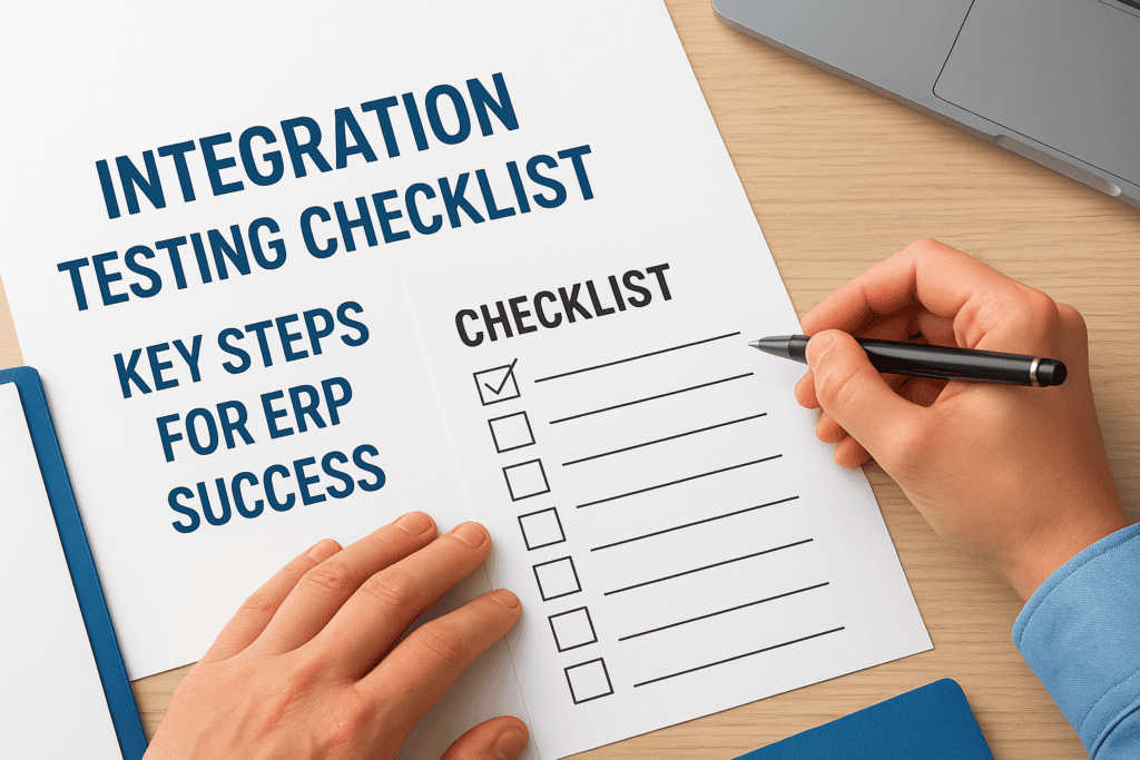 Integration testing checklist for ERP system implementation and successful integration.