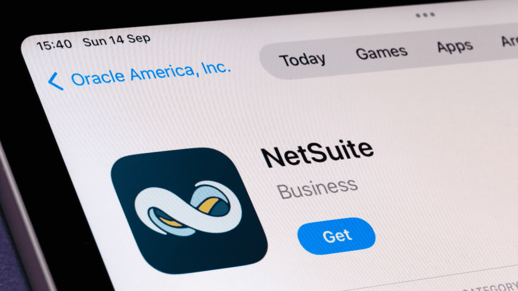 Business software interface showing financial management tools and analytics.