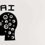 Silhouette of a human head with AI and data icons inside.