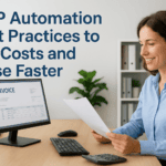 Businesswoman reviewing invoice for AP automation best practices.